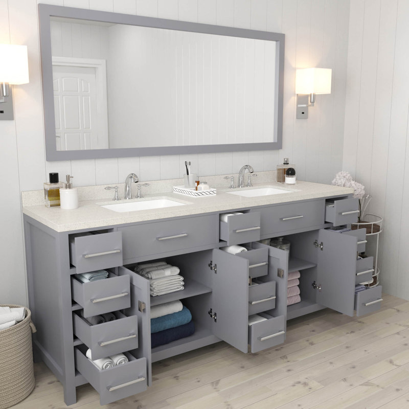 Winston Porter Slagelse 78'' Freestanding Double Bathroom Vanity with